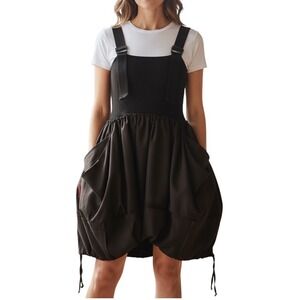 One‎ & Only Black Bubble Hem Dress Japanese Streetwear Dark Academic Utility